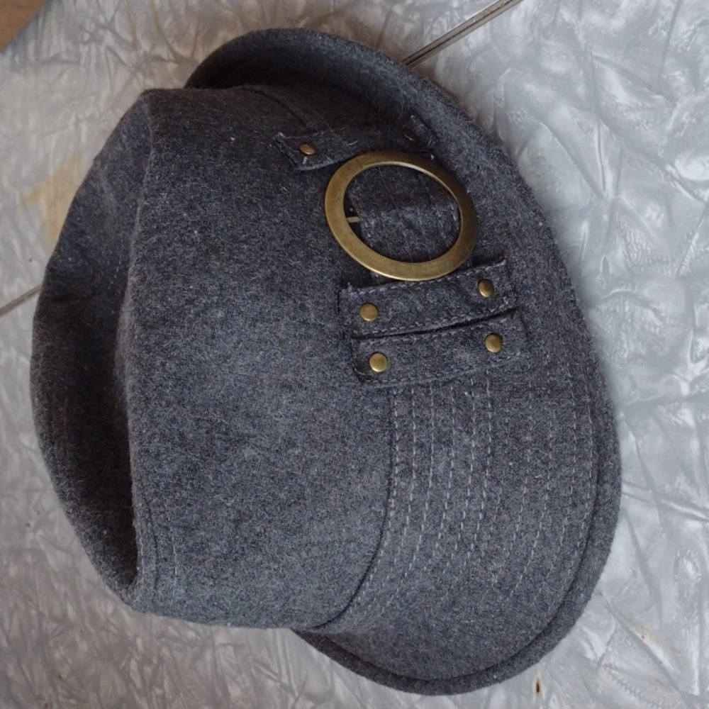 Grey wool fidora hat
